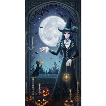 Witch And Black Cat - 11CT Stamped Cross Stitch 40*72CM