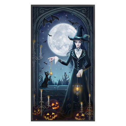 Witch And Black Cat - 11CT Stamped Cross Stitch 40*72CM