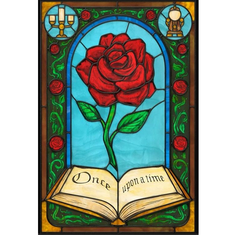 Glass Painting-Rose - 11CT Stamped Cross Stitch 50*70CM