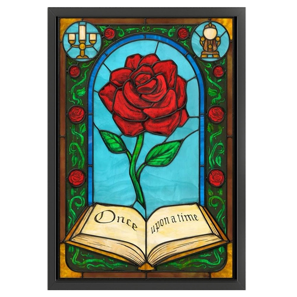 Glass Painting-Rose - 11CT Stamped Cross Stitch 50*70CM