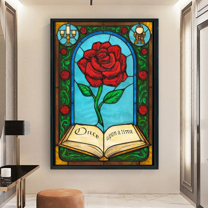 Glass Painting-Rose - 11CT Stamped Cross Stitch 50*70CM