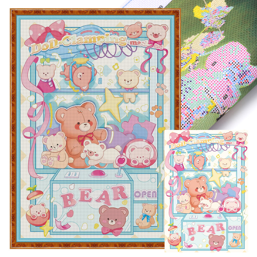 Cartoon Bear - 11CT Stamped Cross Stitch 50*70CM