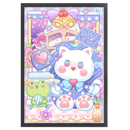 Cartoon Kitten And Frog - 11CT Stamped Cross Stitch 50*70CM