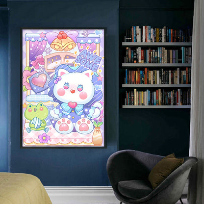 Cartoon Kitten And Frog - 11CT Stamped Cross Stitch 50*70CM