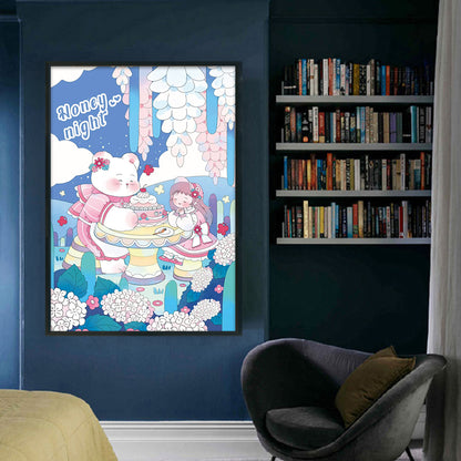 Cartoon Girl And Bear - 11CT Stamped Cross Stitch 50*70CM