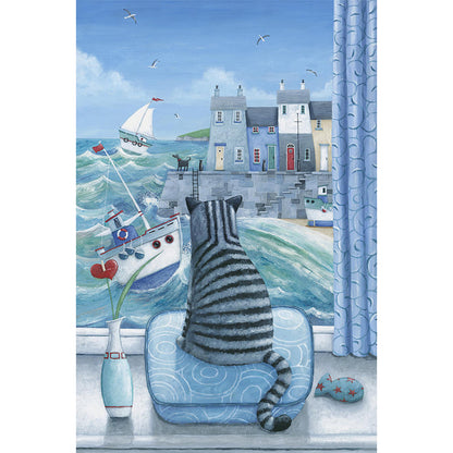 Cat Looking Out The Window - 11CT Stamped Cross Stitch 50*75CM