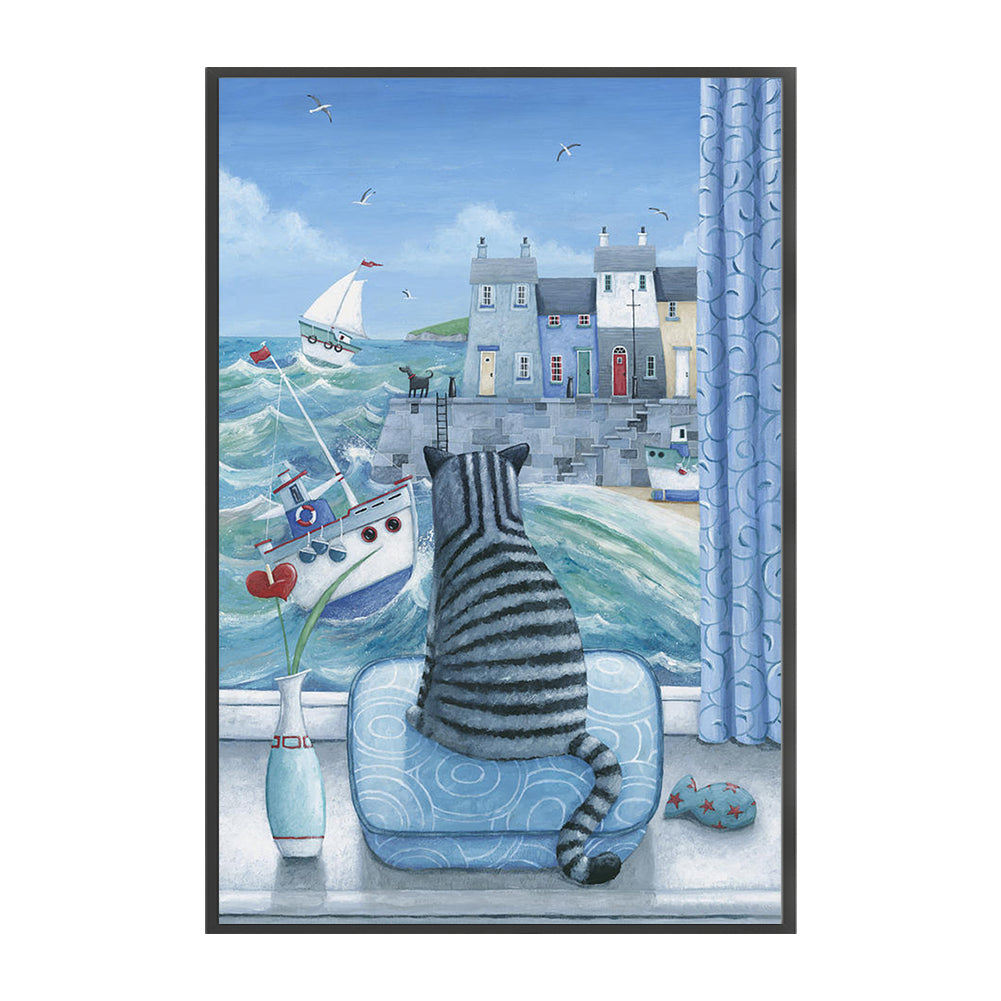 Cat Looking Out The Window - 11CT Stamped Cross Stitch 50*75CM