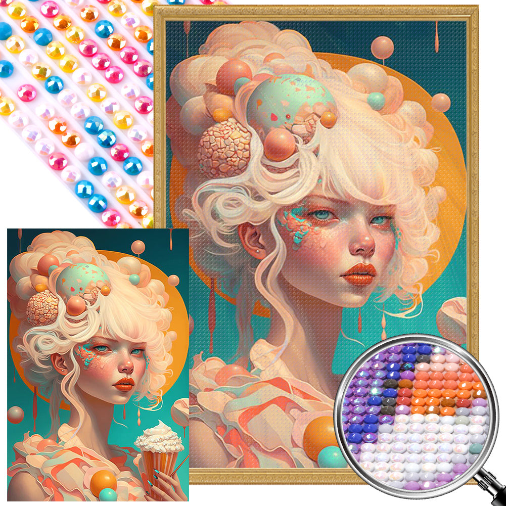 Ice Cream Girl - Full Round AB Drill Diamond Painting 40*60CM