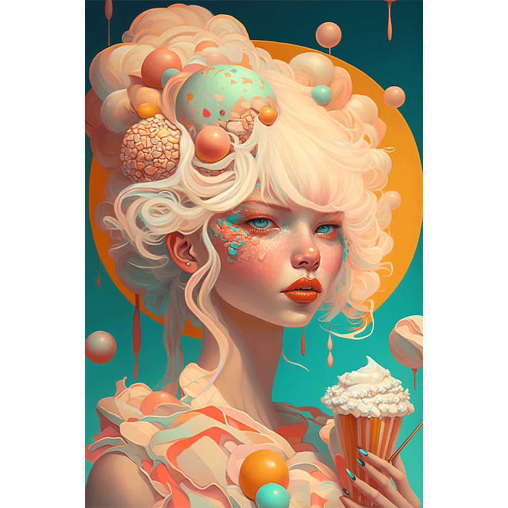 Ice Cream Girl - Full Round AB Drill Diamond Painting 40*60CM