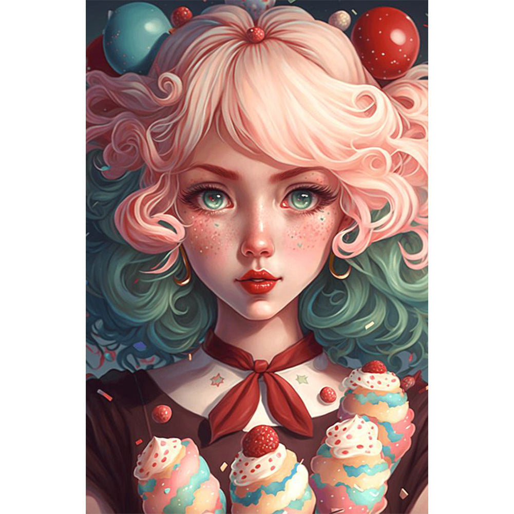 Ice Cream Girl - Full Round AB Drill Diamond Painting 40*60CM