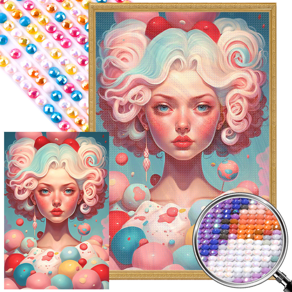 Ice Cream Girl - Full Round AB Drill Diamond Painting 40*60CM