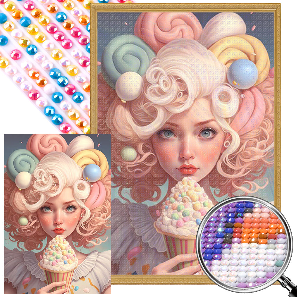 Ice Cream Girl - Full Round AB Drill Diamond Painting 40*60CM