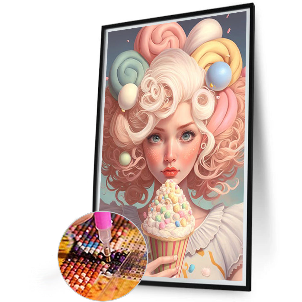 Ice Cream Girl - Full Round AB Drill Diamond Painting 40*60CM