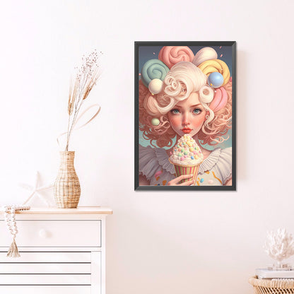 Ice Cream Girl - Full Round AB Drill Diamond Painting 40*60CM