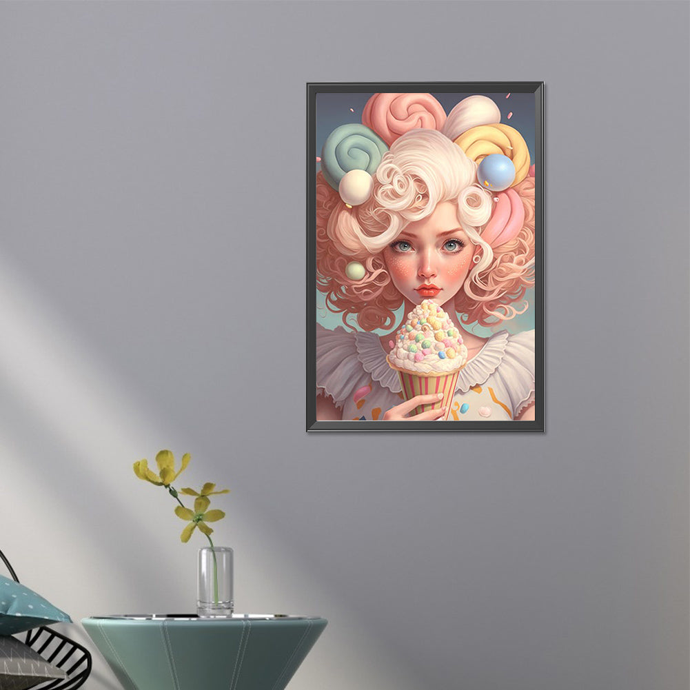 Ice Cream Girl - Full Round AB Drill Diamond Painting 40*60CM