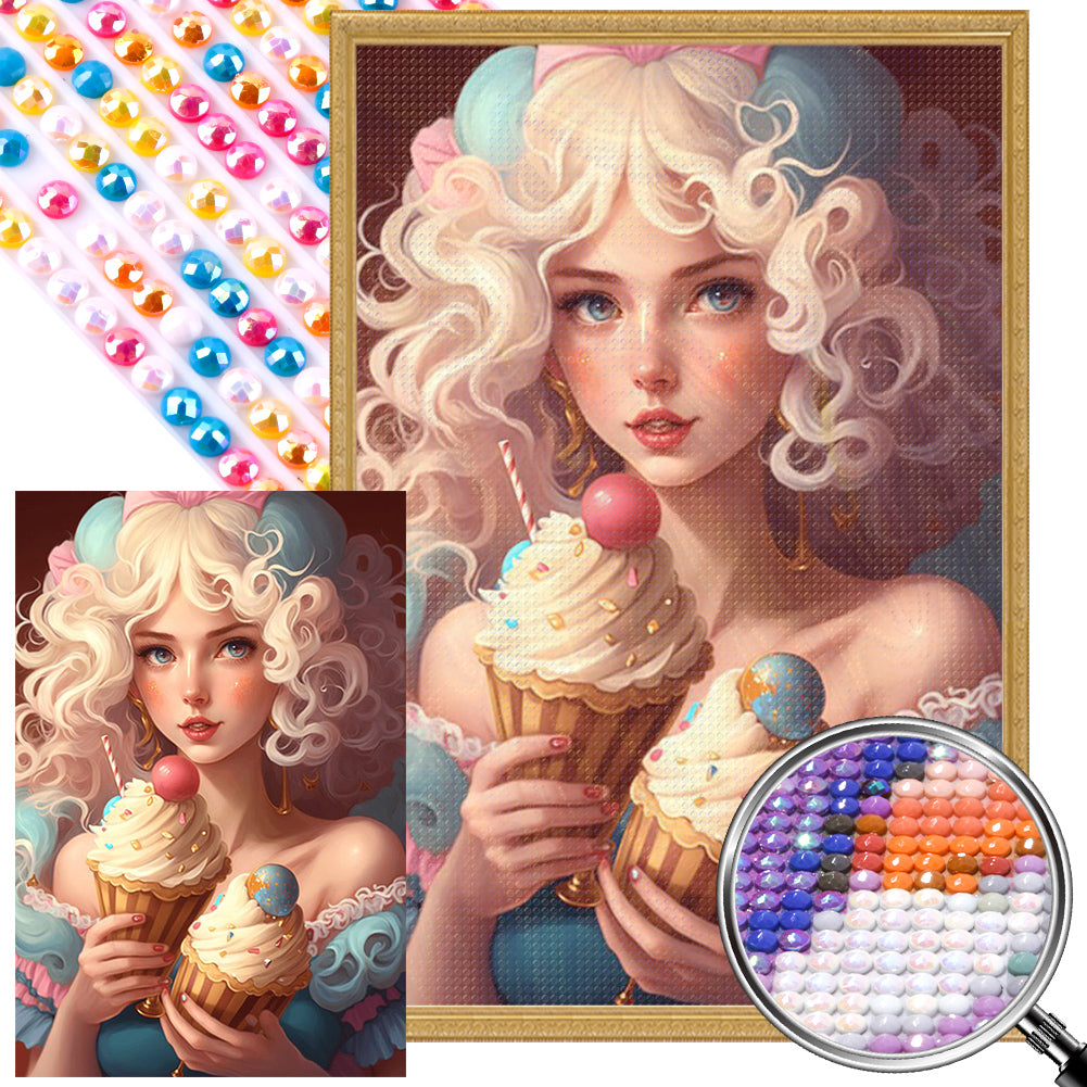 Ice Cream Girl - Full Round AB Drill Diamond Painting 40*60CM