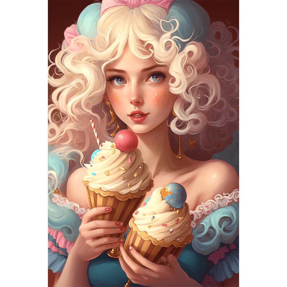 Ice Cream Girl - Full Round AB Drill Diamond Painting 40*60CM