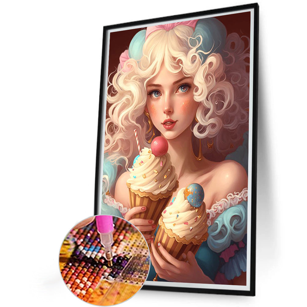 Ice Cream Girl - Full Round AB Drill Diamond Painting 40*60CM