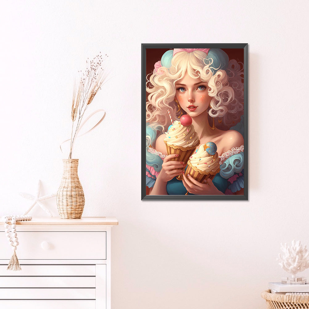 Ice Cream Girl - Full Round AB Drill Diamond Painting 40*60CM