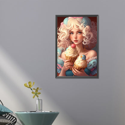 Ice Cream Girl - Full Round AB Drill Diamond Painting 40*60CM