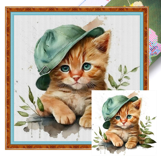 Cat - 18CT Stamped Cross Stitch 20*20CM