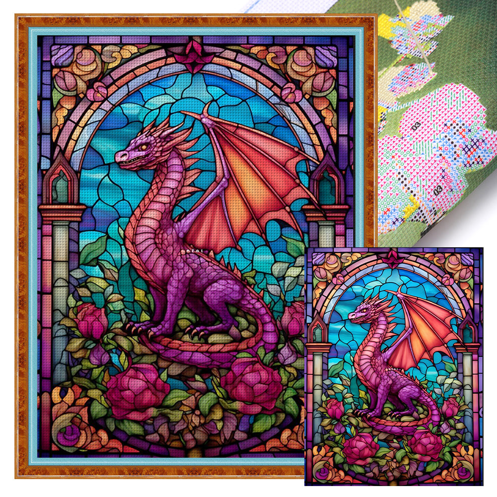 Glass Painting-Pterosaur - 14CT Stamped Cross Stitch 40*55CM