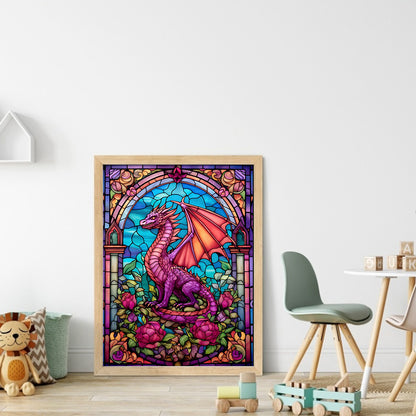 Glass Painting-Pterosaur - 14CT Stamped Cross Stitch 40*55CM