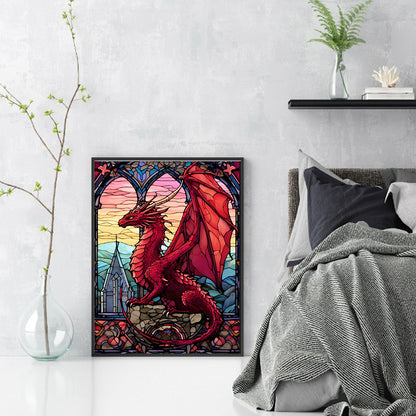 Glass Painting-Pterosaur - 14CT Stamped Cross Stitch 40*55CM