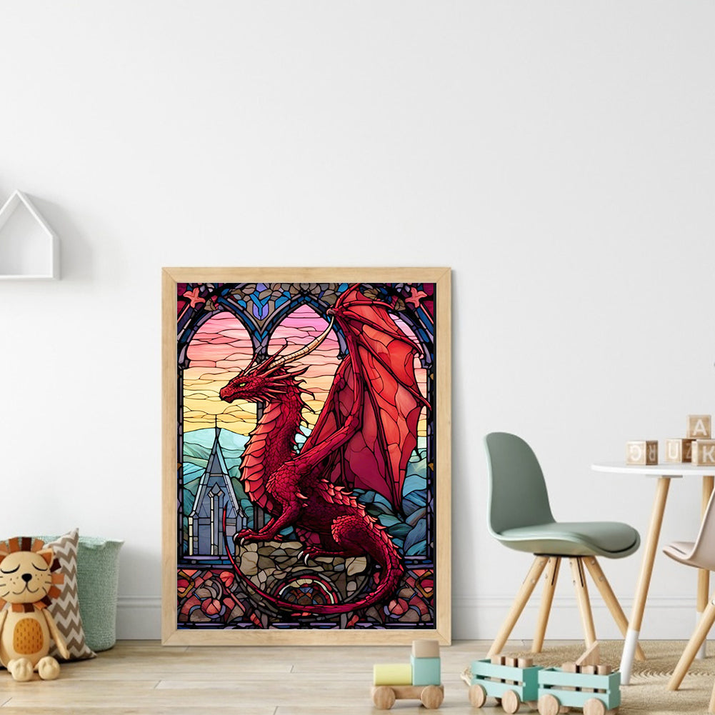 Glass Painting-Pterosaur - 14CT Stamped Cross Stitch 40*55CM