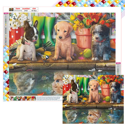 Puppy Party - Full Square Drill Diamond Painting 50*40CM