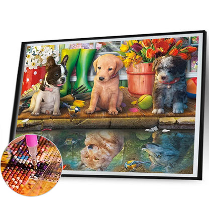 Puppy Party - Full Square Drill Diamond Painting 50*40CM