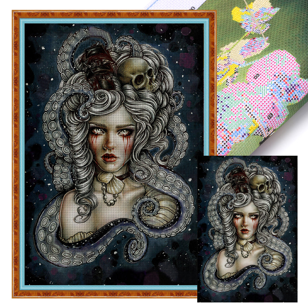 Skeleton Octopus Woman - 11CT Stamped Cross Stitch 50*72CM