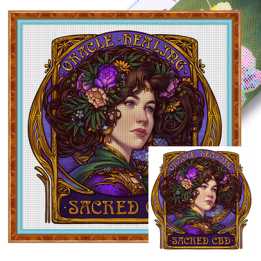 Flower Woman - 11CT Stamped Cross Stitch 50*50CM