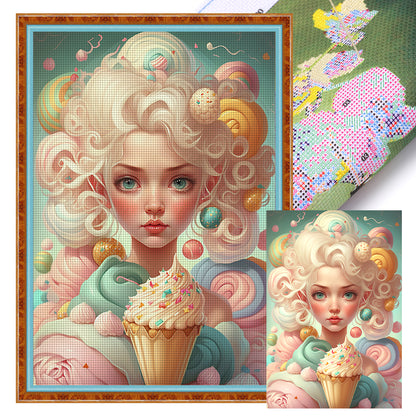 Ice Cream Girl - 11CT Stamped Cross Stitch 45*65CM