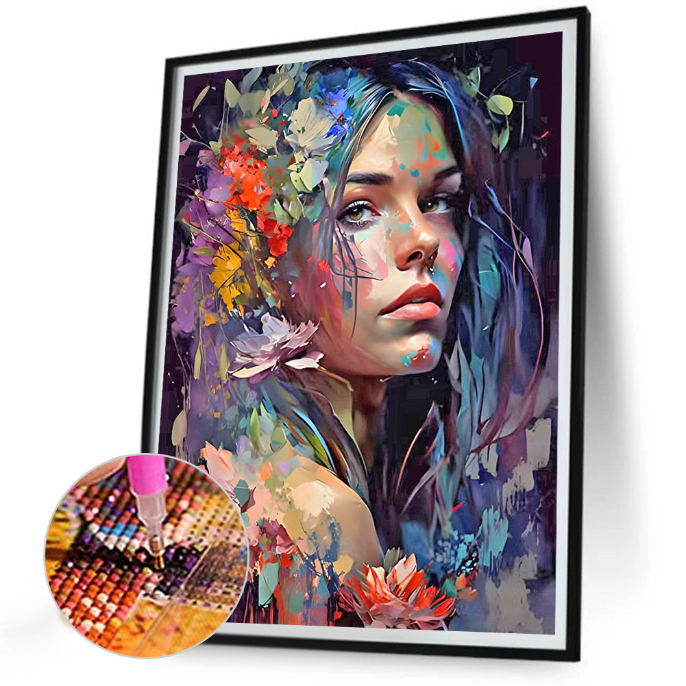 Painted Girl - Full Round Drill Diamond Painting 30*40CM