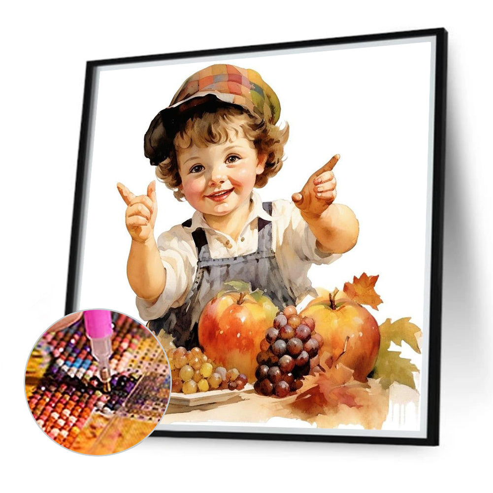 Harvest Farm Kids - Full Round Drill Diamond Painting 40*40CM