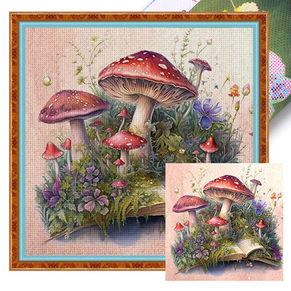 Mushrooms And Books - 11CT Stamped Cross Stitch 50*50CM