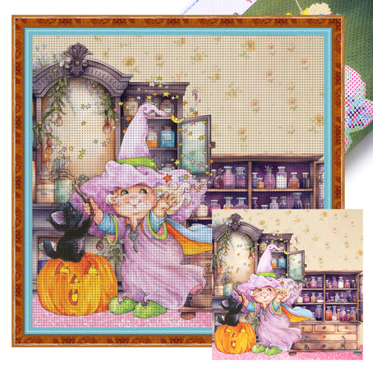 Witch Magic House - 11CT Stamped Cross Stitch 50*50CM