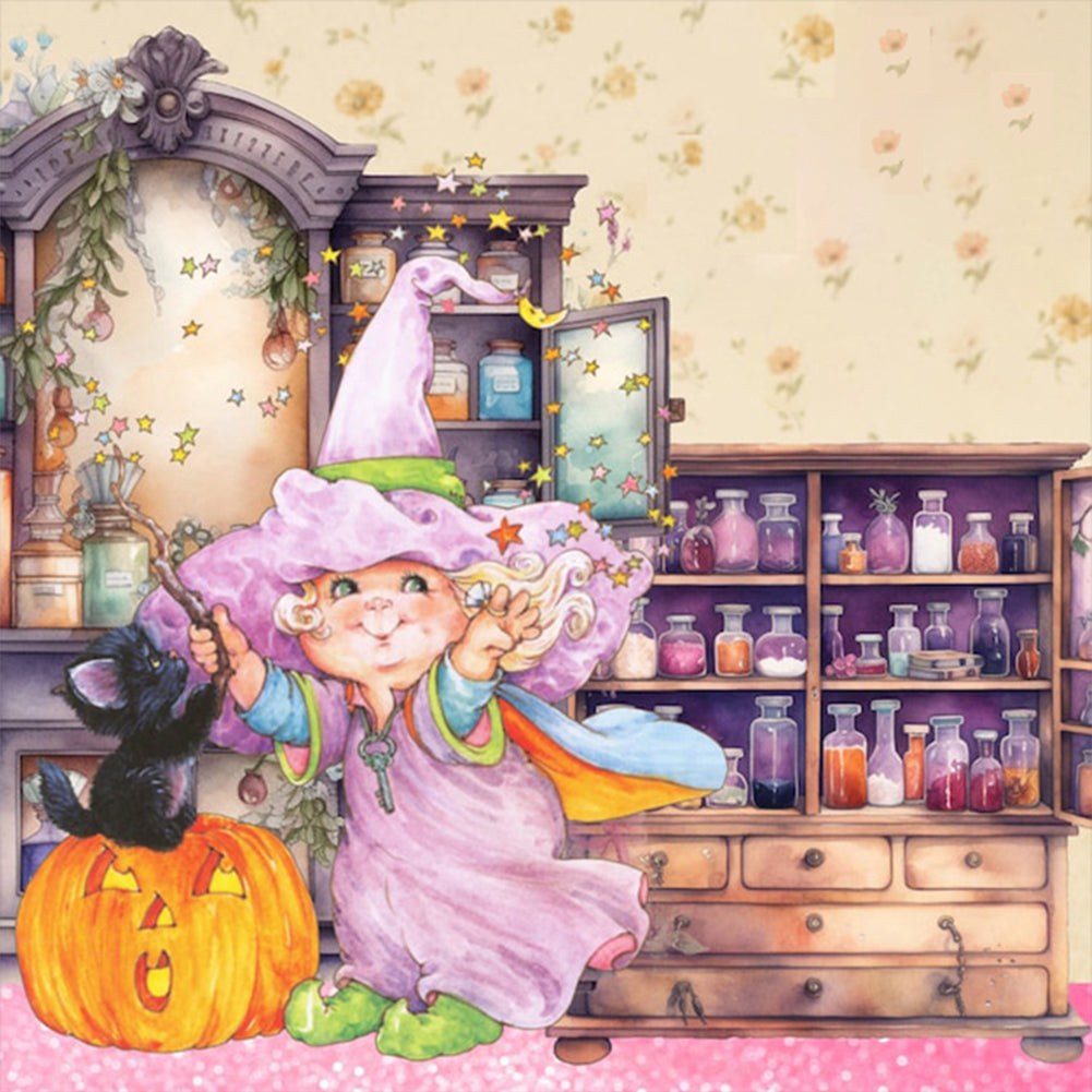 Witch Magic House - 11CT Stamped Cross Stitch 50*50CM