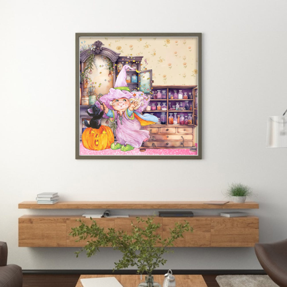 Witch Magic House - 11CT Stamped Cross Stitch 50*50CM