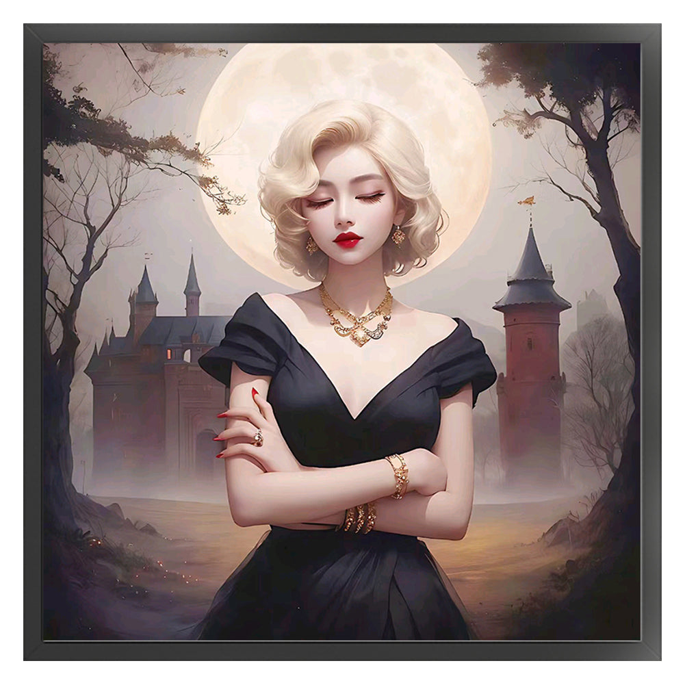 Beautiful Girl With Short Blonde Hair - 11CT Stamped Cross Stitch 50*50CM