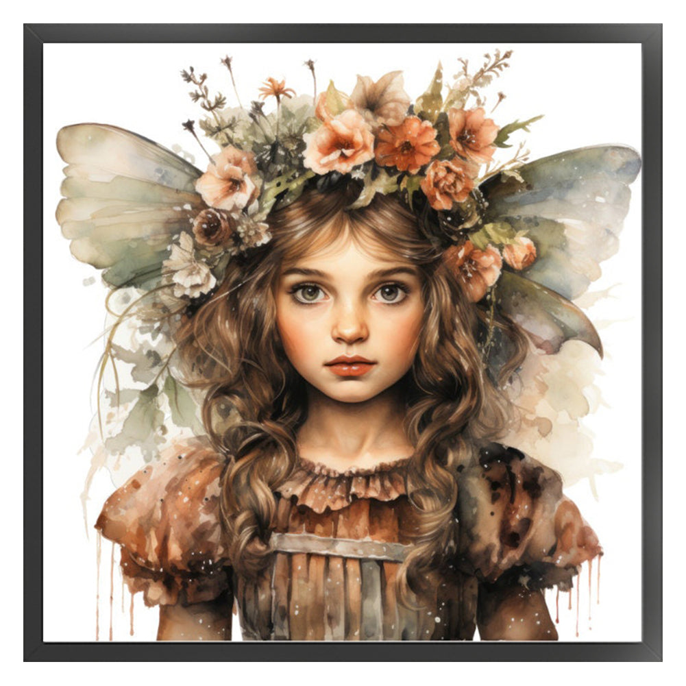 Flowers Butterfly Girl - 11CT Stamped Cross Stitch 50*50CM