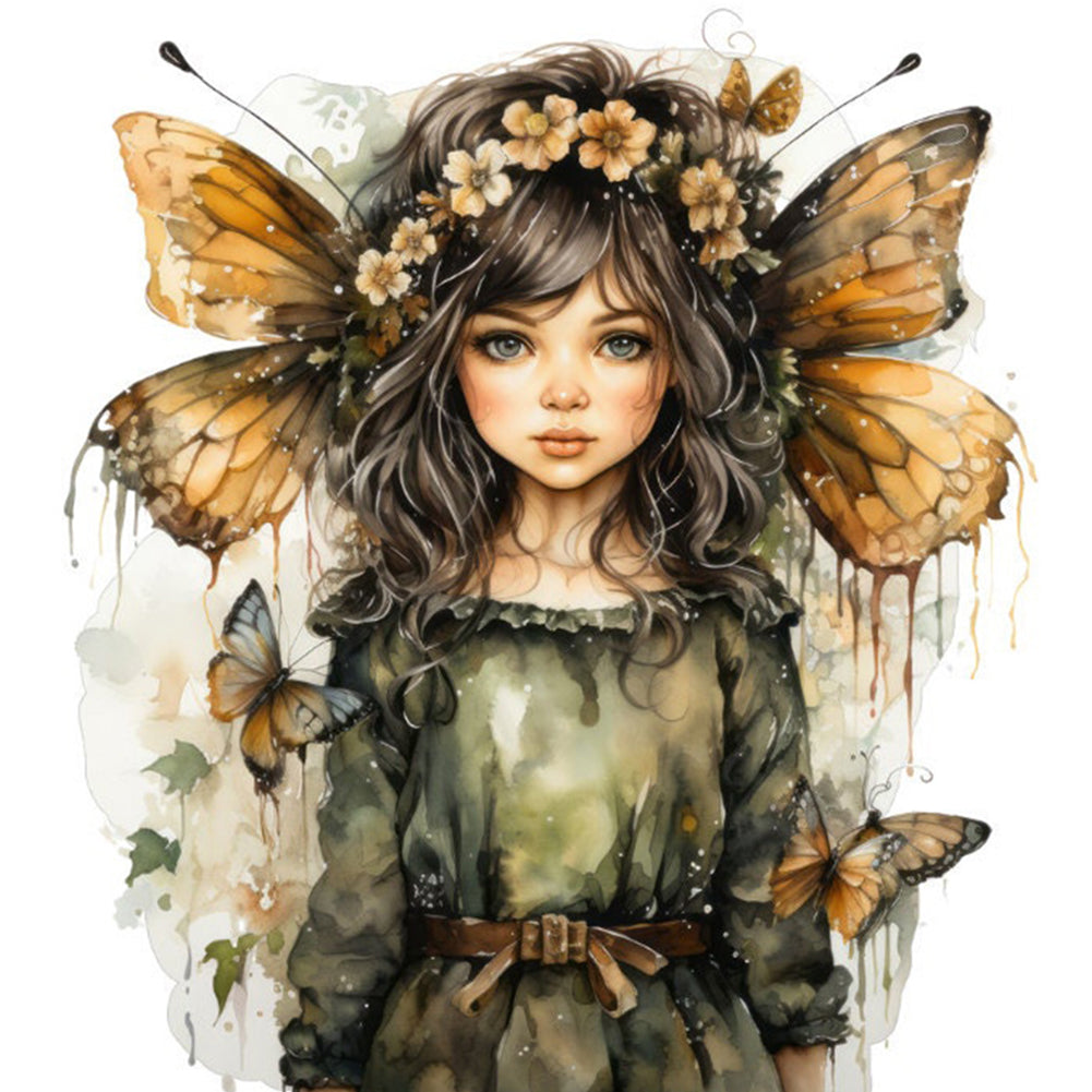 Flowers Butterfly Girl - 11CT Stamped Cross Stitch 50*55CM