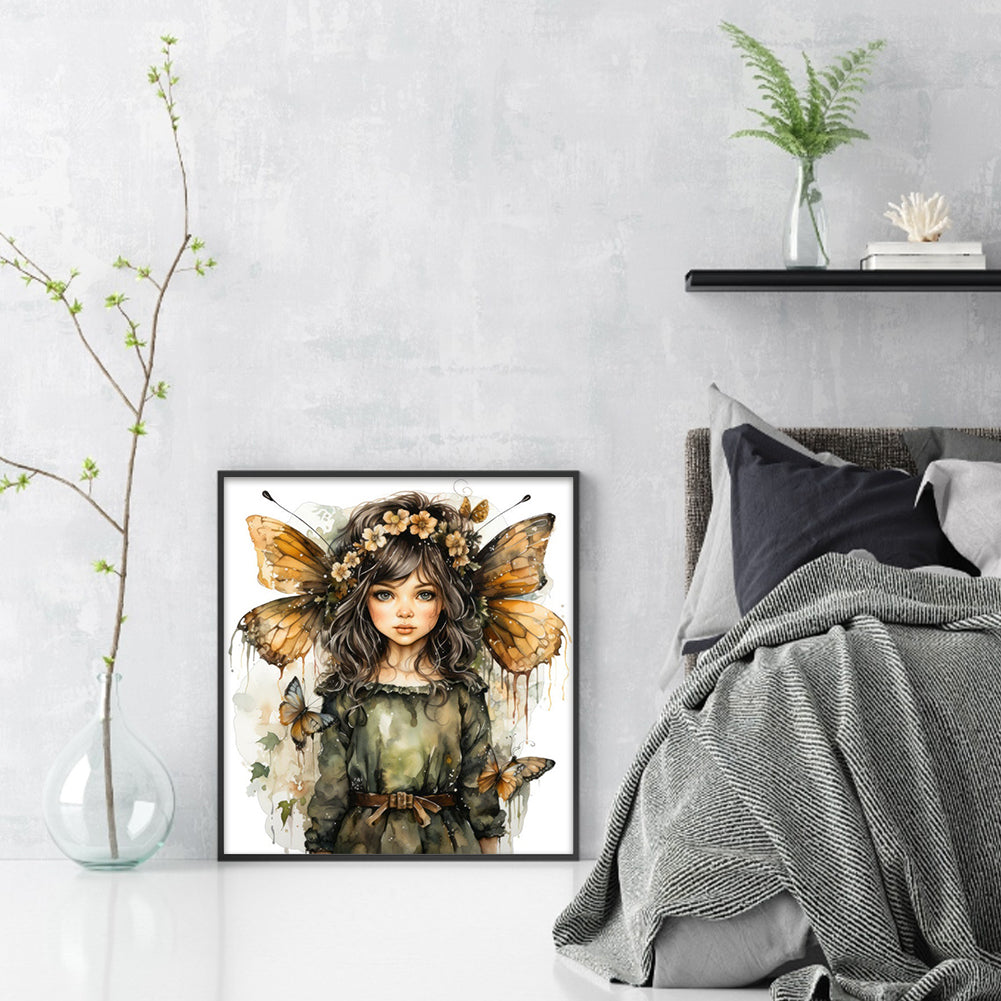 Flowers Butterfly Girl - 11CT Stamped Cross Stitch 50*55CM