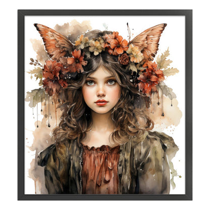 Flowers Butterfly Girl - 11CT Stamped Cross Stitch 50*55CM