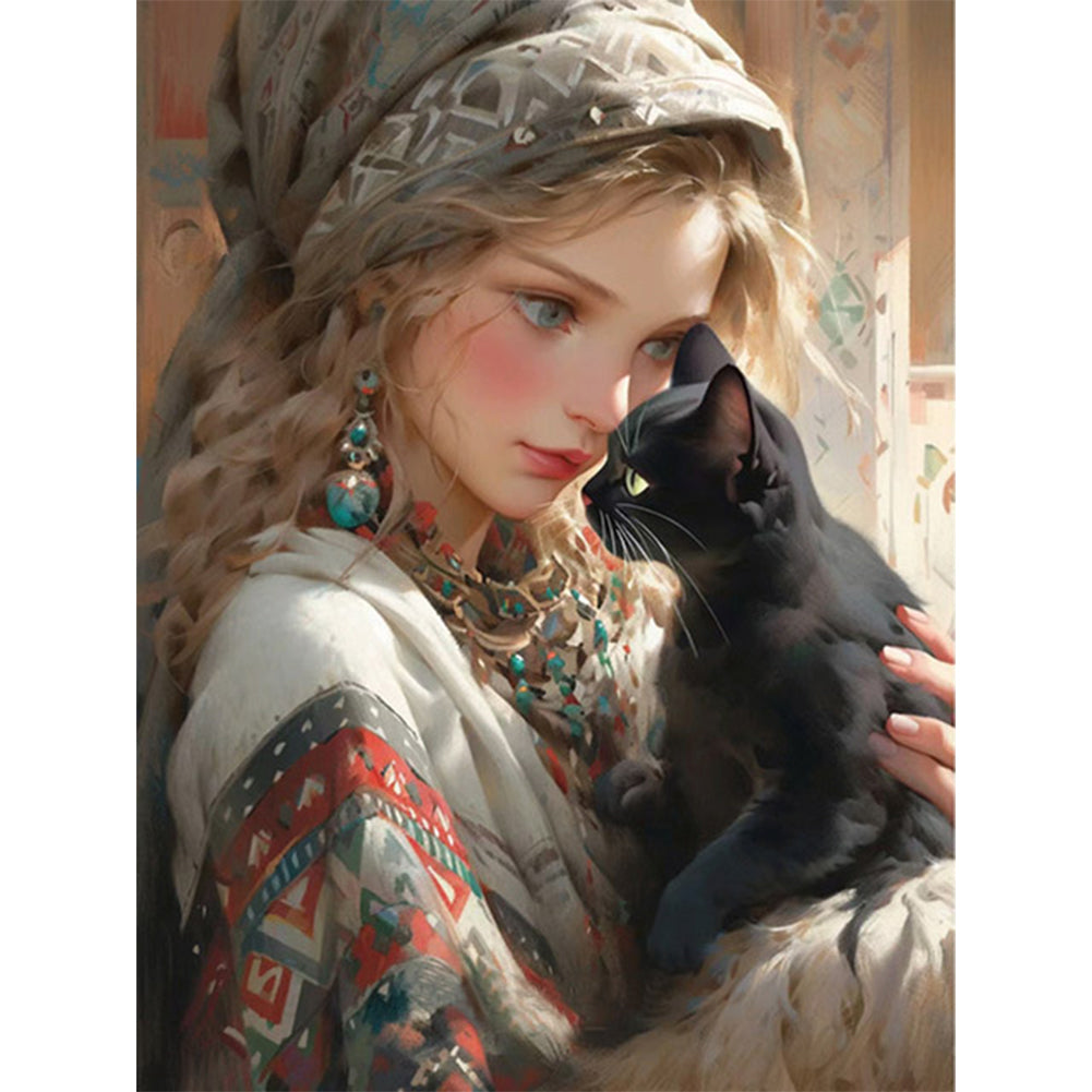 Girl And Animals - 11CT Stamped Cross Stitch 50*65CM