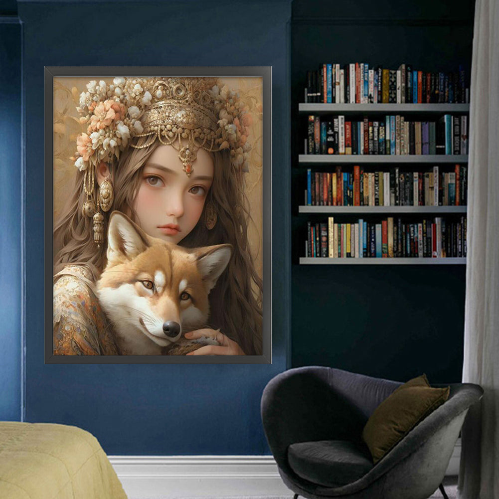 Girl And Animals - 11CT Stamped Cross Stitch 50*65CM