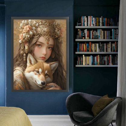 Girl And Animals - 11CT Stamped Cross Stitch 50*65CM