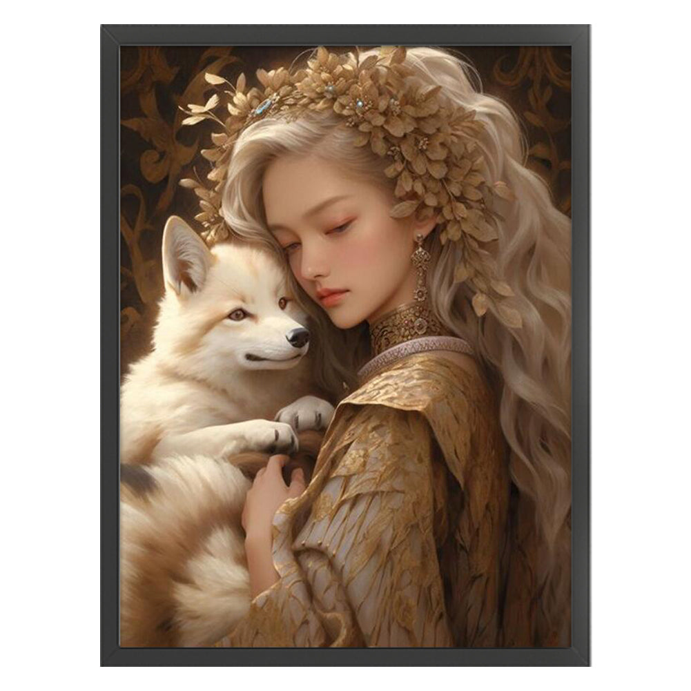 Girl And Animals - 11CT Stamped Cross Stitch 50*65CM