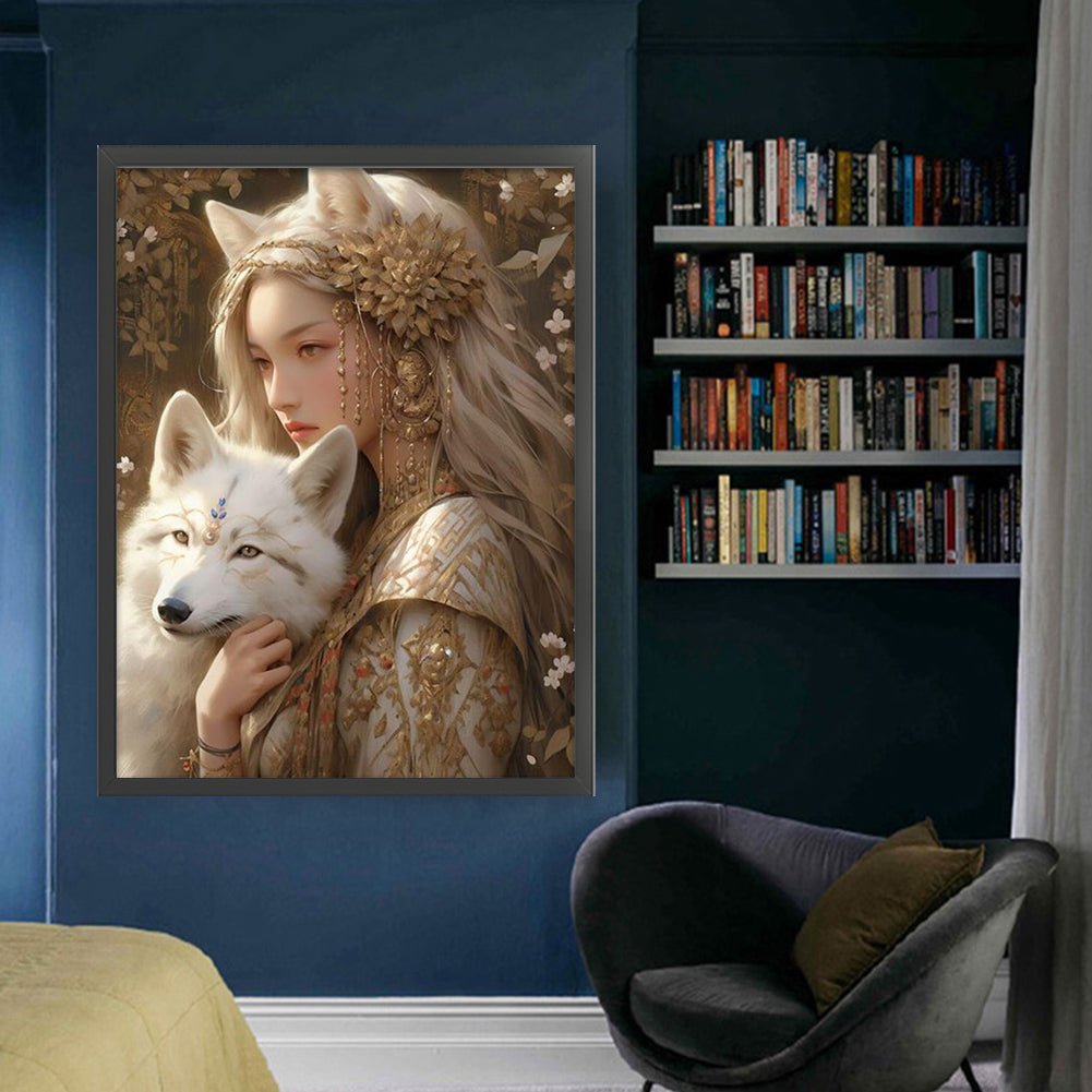 Girl And Animals - 11CT Stamped Cross Stitch 50*65CM